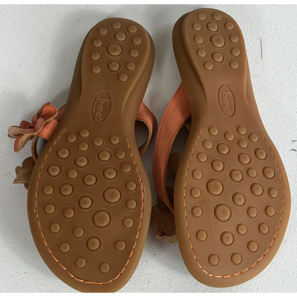B.O.C. Born Womens Thong Sandals 8M Orange Vegan Leather Flower Flip Flop Slide - Picture 6 of 9